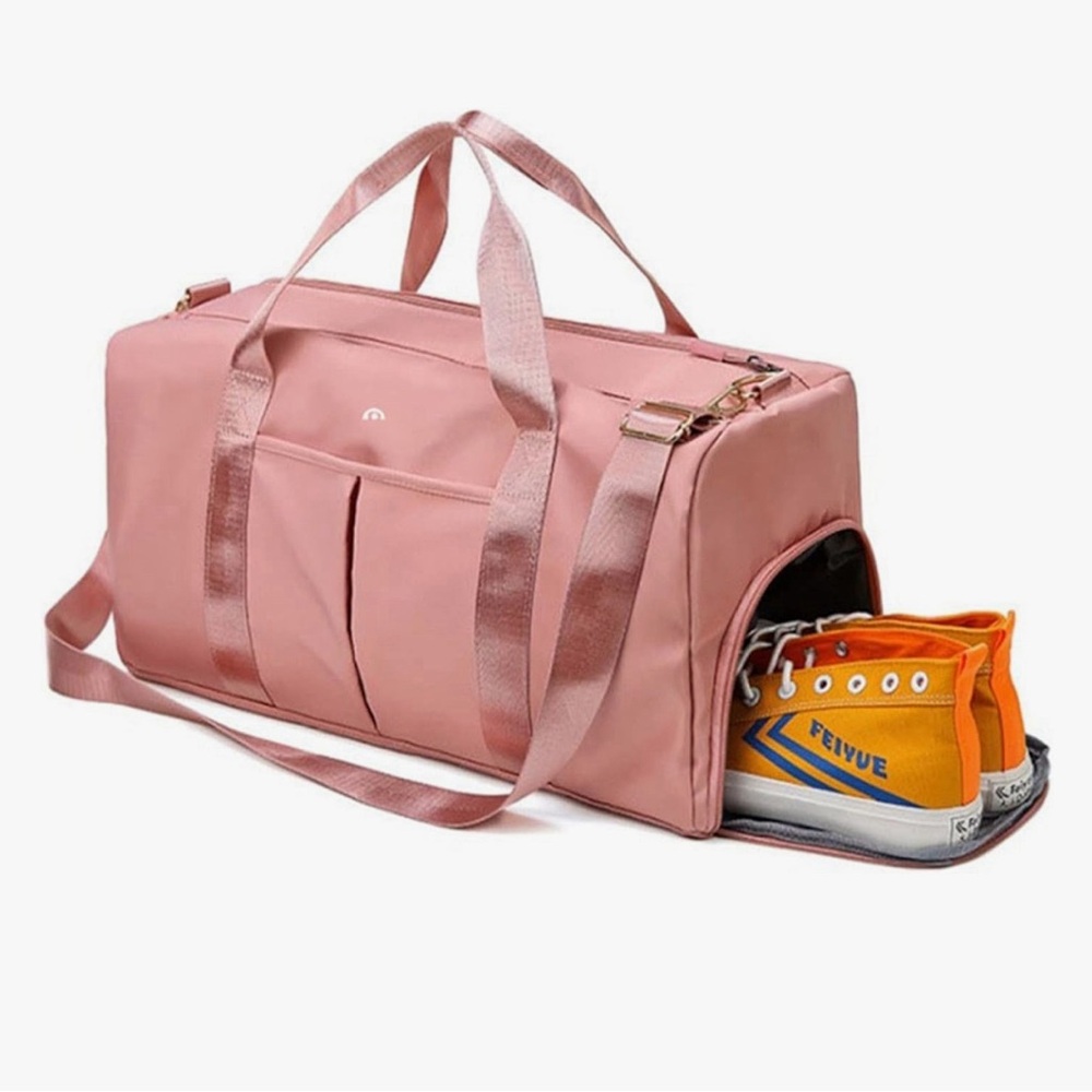 New Women’s Pink Duffel Bag with Shoe Compartment, Great for Gym or Traveling